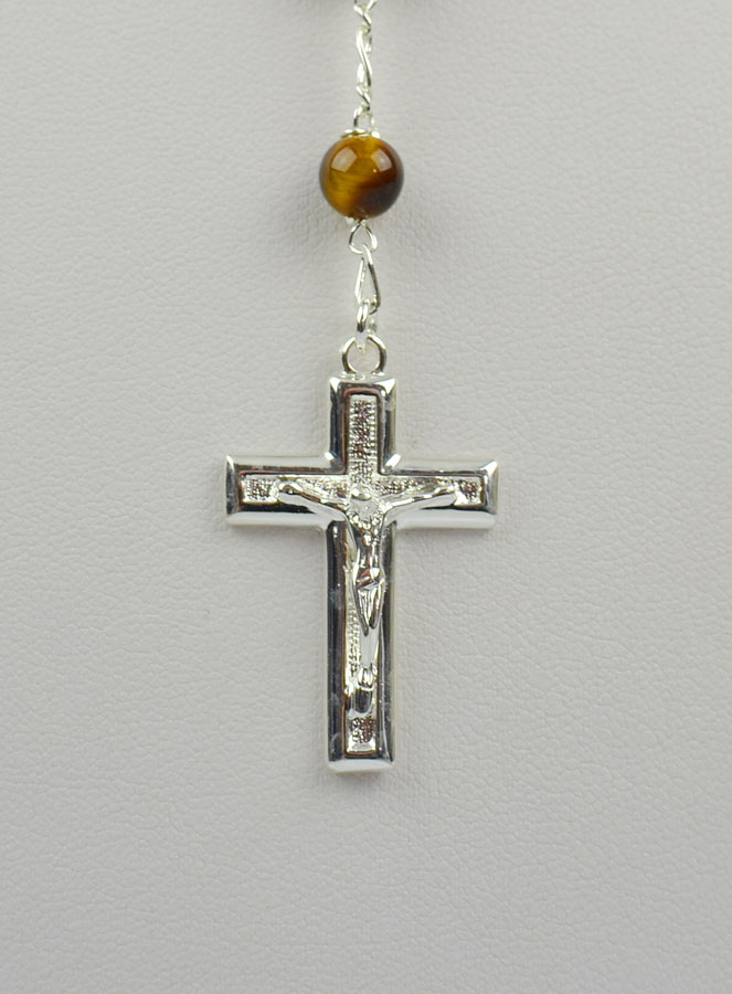 Chapelet en Argent Massif & Perles Oeil du Tigre Véritable (pic 4)