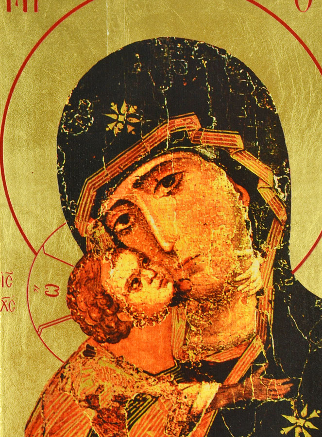 Icône Byzantine Vierge de Tendresse - 24cm (pic 3)