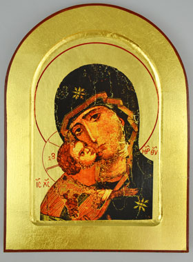 Icône Byzantine Arrondie - Notre Dame de la Tendresse 24 cm (pic 1)