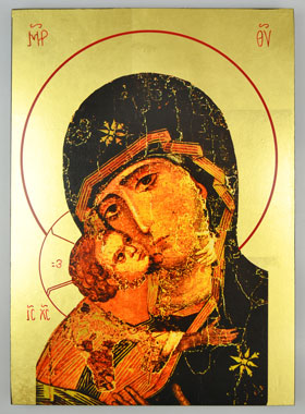 Grande Icône Religieuse Vierge de Tendresse - 35cm (pic 1)