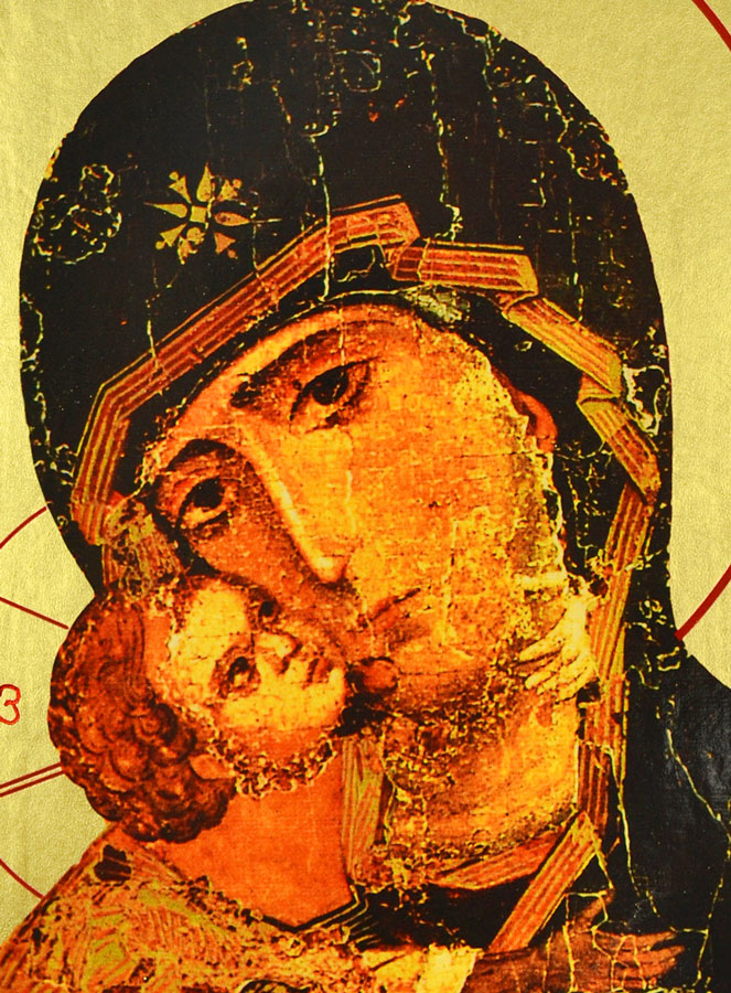 Icône Byzantine Vierge de Tendresse - 30cm (pic 3)