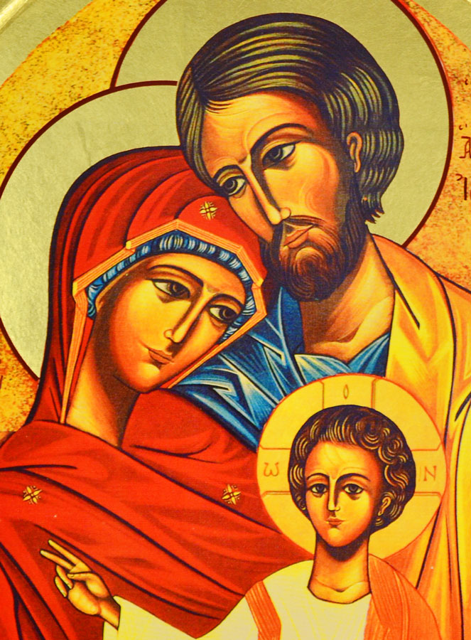 Grande Icône Byzantine Arrondie - Sainte Famille de Nazareth - 40cm (pic 3)