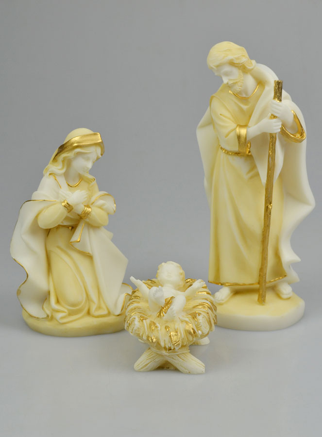 Crèche de la Nativité en Albâtre & Dorure (pic 1)