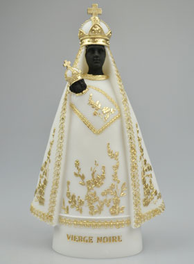 Statue Vierge Noire en Albâtre & Fil d'Or - 20cm (pic 1)