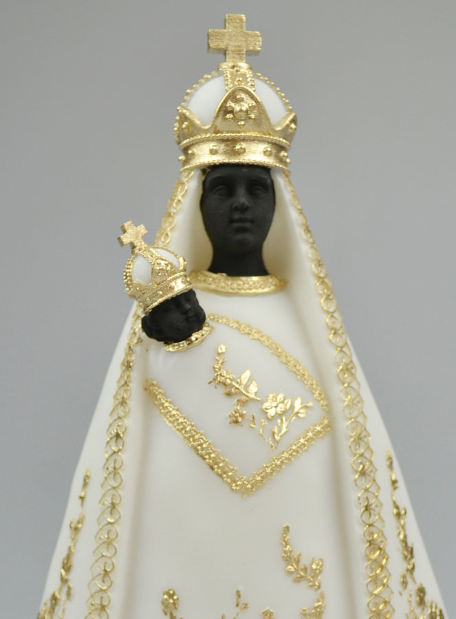 Statue Vierge Noire en Albâtre & Fil d'Or - 20cm (pic 3)