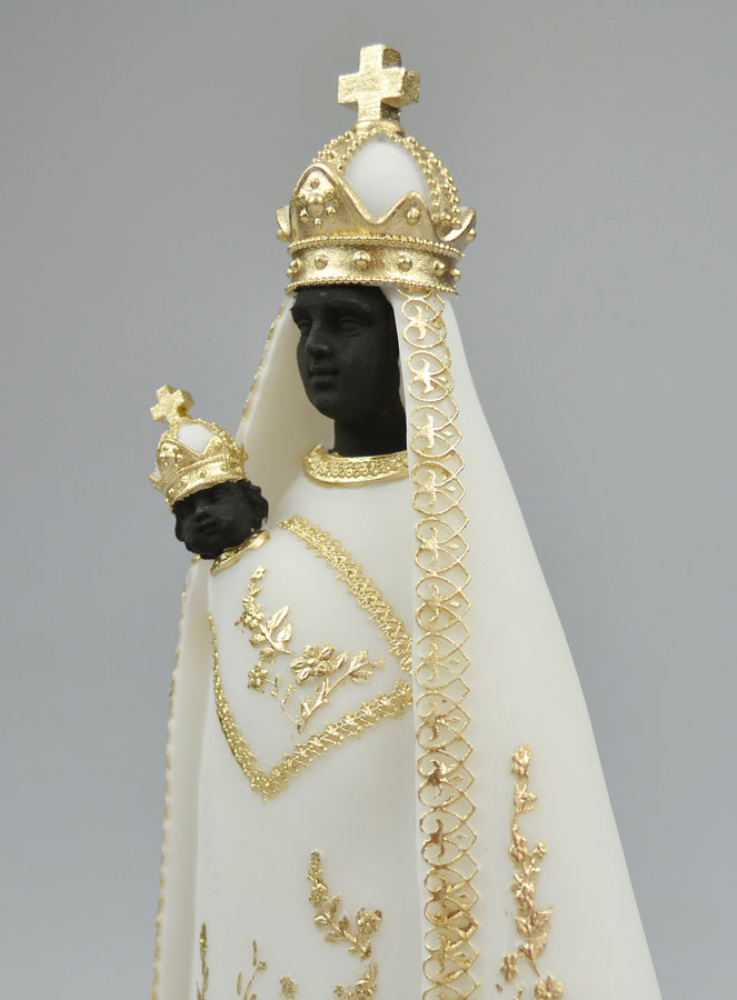 Statue Vierge Noire en Albâtre & Fil d'Or - 20cm (pic 4)
