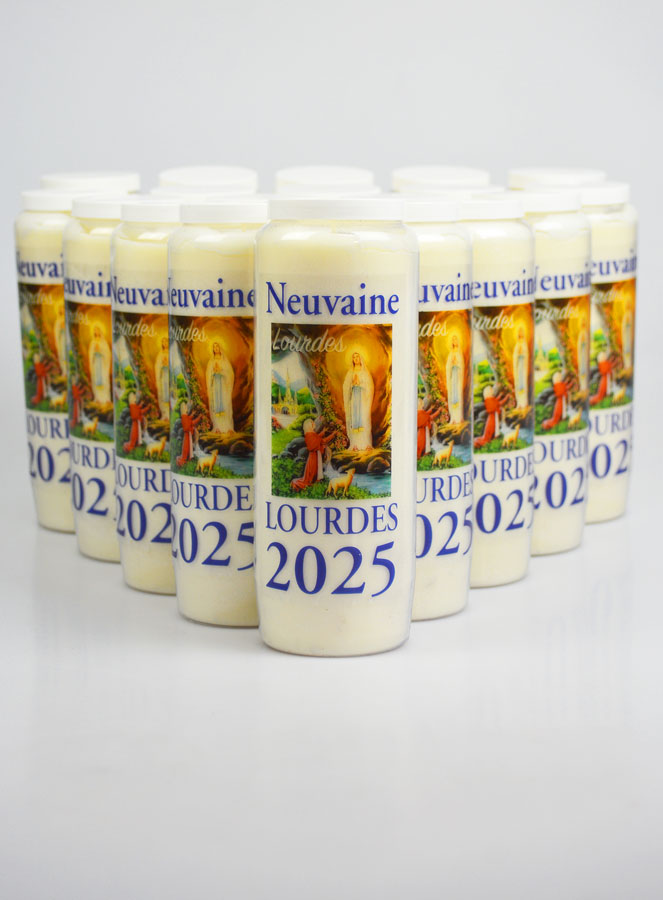 Lot de 20 Bougies de Neuvaine Prière à Lourdes 2025 - 17.5cm (pic 1)