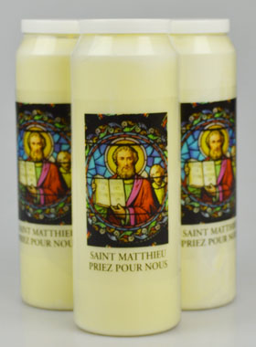 Lot de 3 Bougies de Neuvaine à Saint Matthieu - 17.5cm (pic 1)