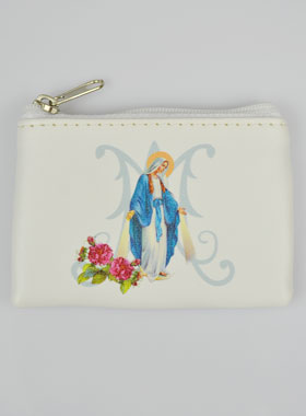 Porte Monnaie Sainte Vierge Miraculeuse - Cuir Blanc (pic 1)