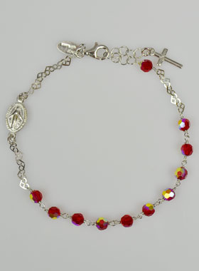 Bracelet Religieux Argent & Cristal Rouge (pic 1)