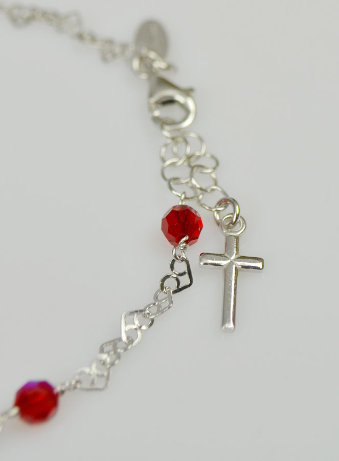 Bracelet Religieux Argent & Cristal Rouge (pic 4)