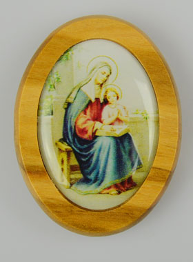 Plaque Auto Sainte Anne en Bois d'Olivier 4cm (pic 1)