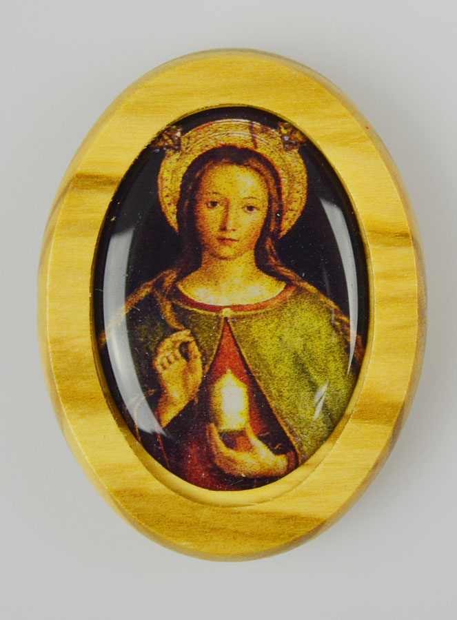Plaque Auto Icône Sainte Marie Madeleine en Bois d'Olivier 4cm (pic 2)