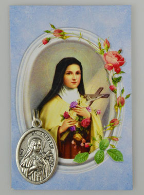 Médaille Sainte Thérèse avec Image & Pochette Cadeau (pic 1)