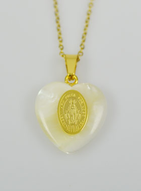 Parure Religieuse Chaîne et Pendentif Coeur & Miraculeuse- Or (pic 1)