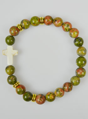 Bracelet Religieux en Pierre Naturelle - Unakite (pic 1)