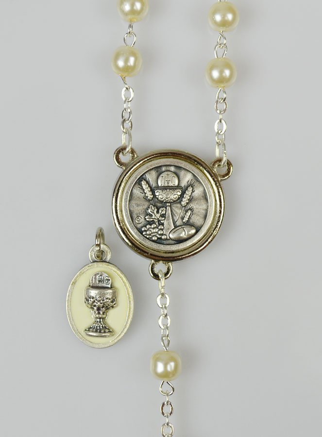 Chapelet en Perles - Communion +  Médaille St Michel - Argenté (pic 3)