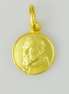 Médaille en Plaqué Or - Padre Pio - 10mm (pic 1)