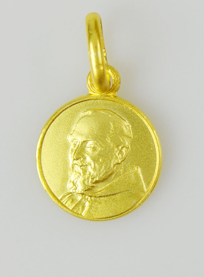 Médaille en Plaqué Or - Padre Pio - 10mm (pic 3)