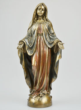 Statue Religieuse Vierge Miraculeuse en Bronze - 21cm (pic 1)