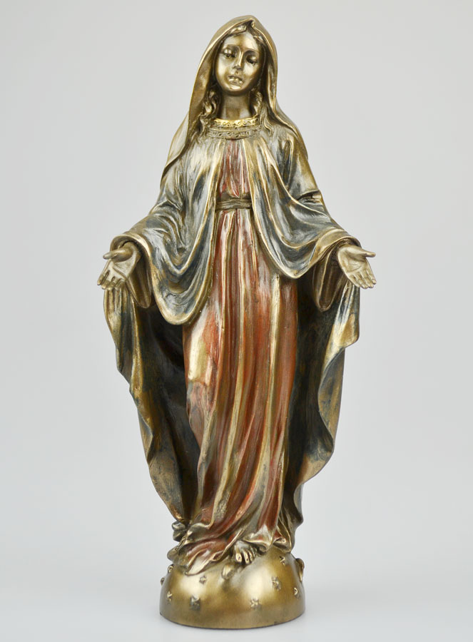 Statue Religieuse Vierge Miraculeuse en Bronze - 21cm (pic 2)