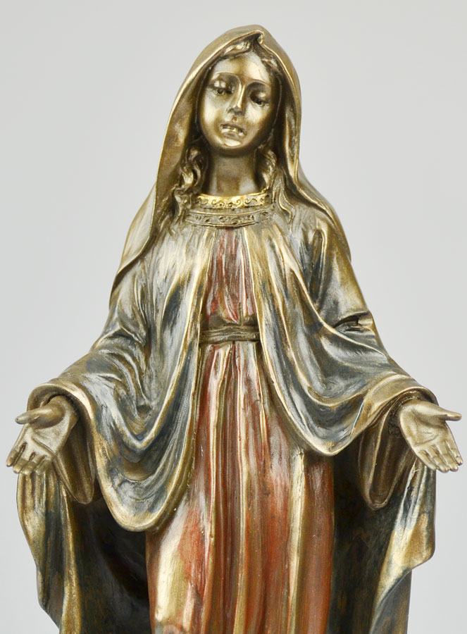Statue Religieuse Vierge Miraculeuse en Bronze - 21cm (pic 3)