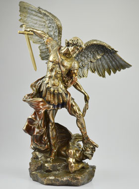 Grande Statue Religieuse de Saint Michel en Bronze - 55cm (pic 1)