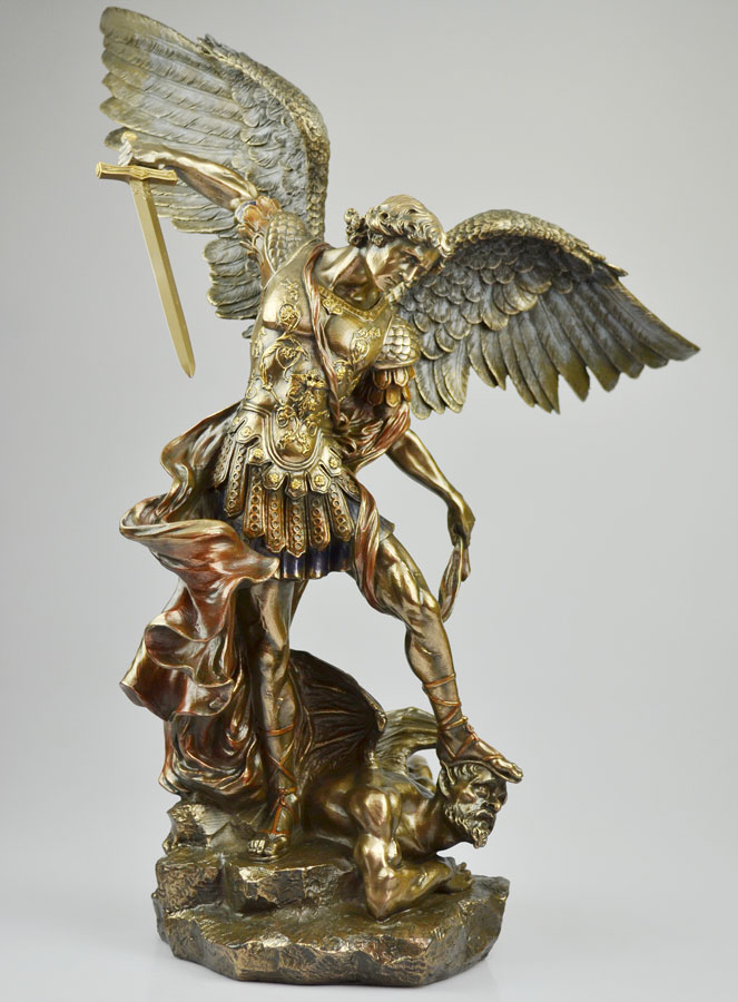 Grande Statue Religieuse de Saint Michel en Bronze - 55cm (pic 2)