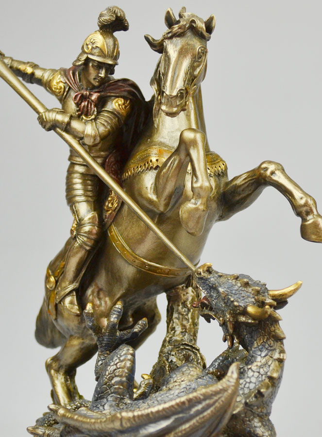 Statue Religieuse de Saint Georges en Bronze - 22cm (pic 3)