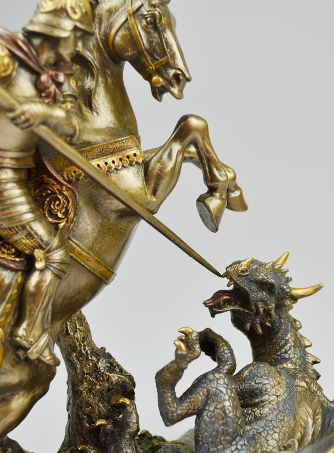 Statue Religieuse de Saint Georges en Bronze - 22cm (pic 4)