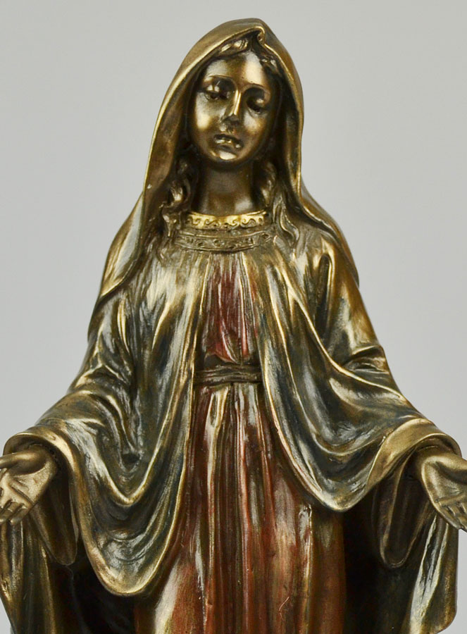 Statue Religieuse Vierge Miraculeuse en Bronze - 21cm (pic 3)