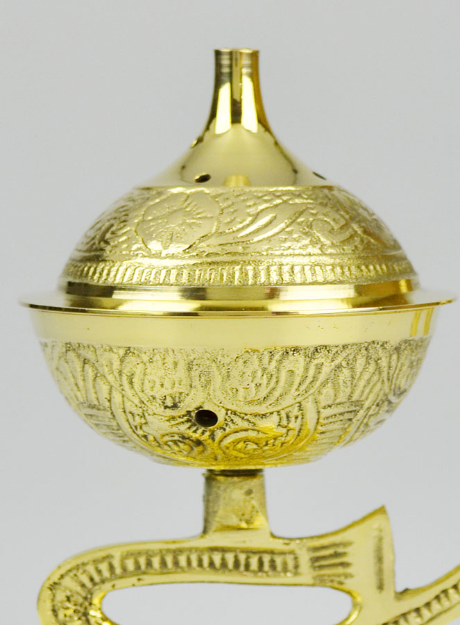 Brûle-Encens en Laiton Ciselé 11cm - Lampe (pic 3)
