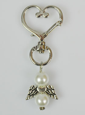 Porte-clés Ailes d'Ange-Gardien- Perles Blanches (pic 1)