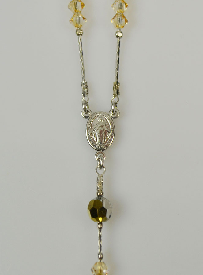 Chapelet en Argent Rhodié & Cristal - Ambre (pic 3)