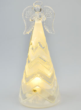Ange de Noël en Verre Lumineux 15cm - Motif Géométrique (pic 1)