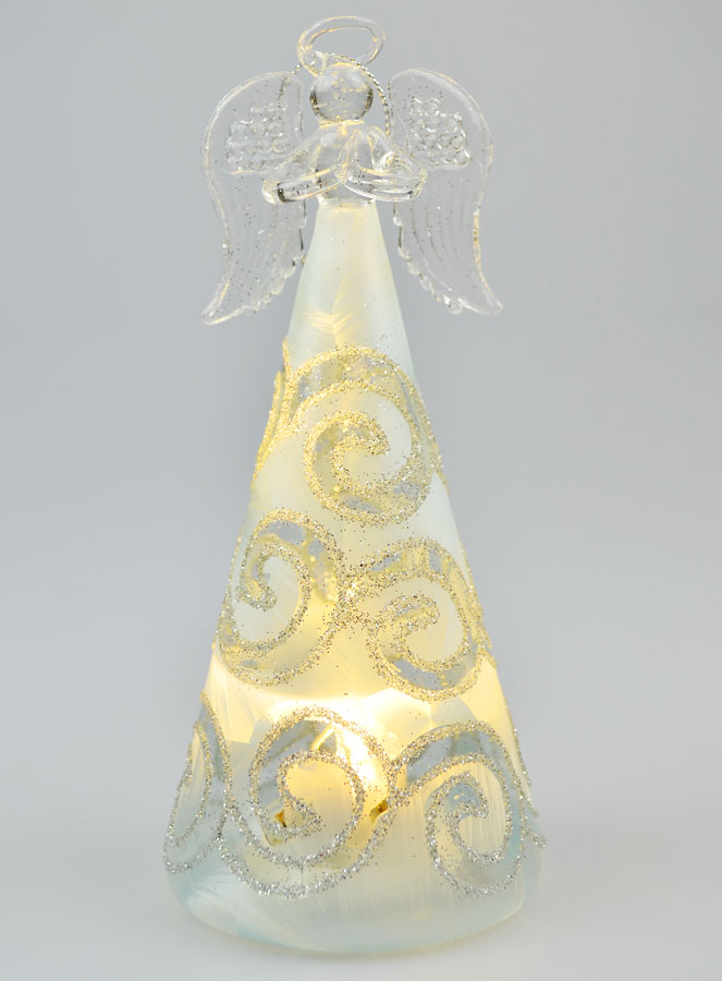 Ange de Noël en Verre Lumineux 15cm - Arabesques (pic 2)