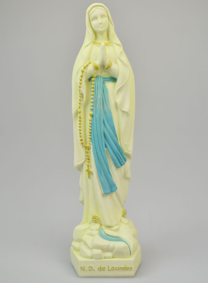 Statue Notre Dame de Lourdes au Voile Phospho - 25cm (pic 2)