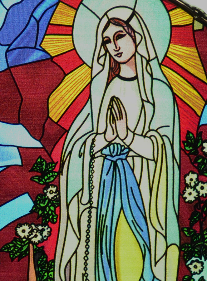 Icône Vitrail en Verre de Notre Dame de Lourdes - 12cm (pic 4)