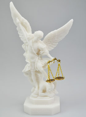 Statue Saint Michel Archange de la Justice en Albâtre (pic 1)