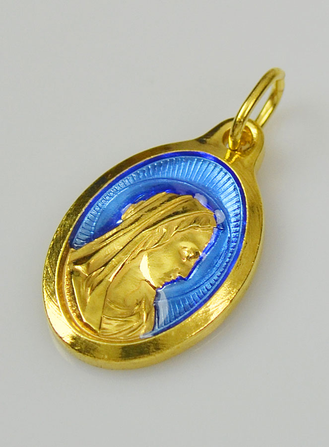 Médaille Vierge Marie Dorée Or 24 Carats - 25mm (pic 3)