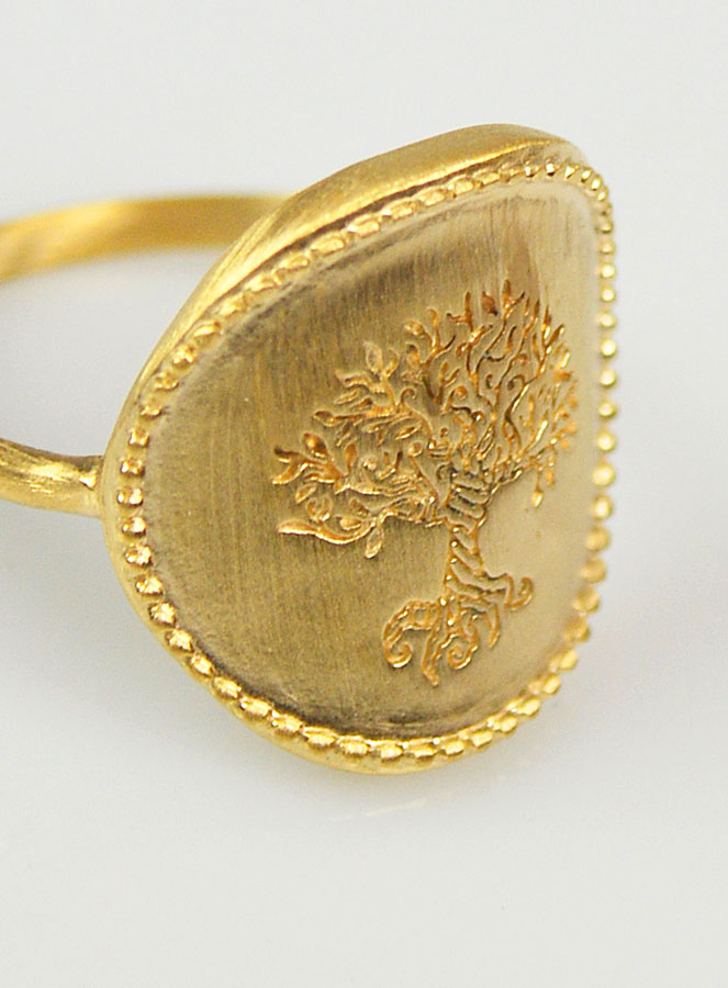 Bague Arbre de Vie Martelé - Plaqué Or 18k - Taille 52 (pic 4)