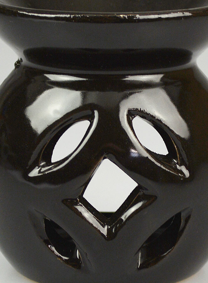 Brûle Parfum en Céramique Ajourée - Noir (pic 4)
