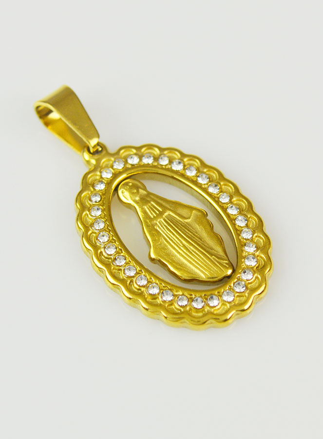 Médaille Miraculeuse Dorée & Strass (pic 3)