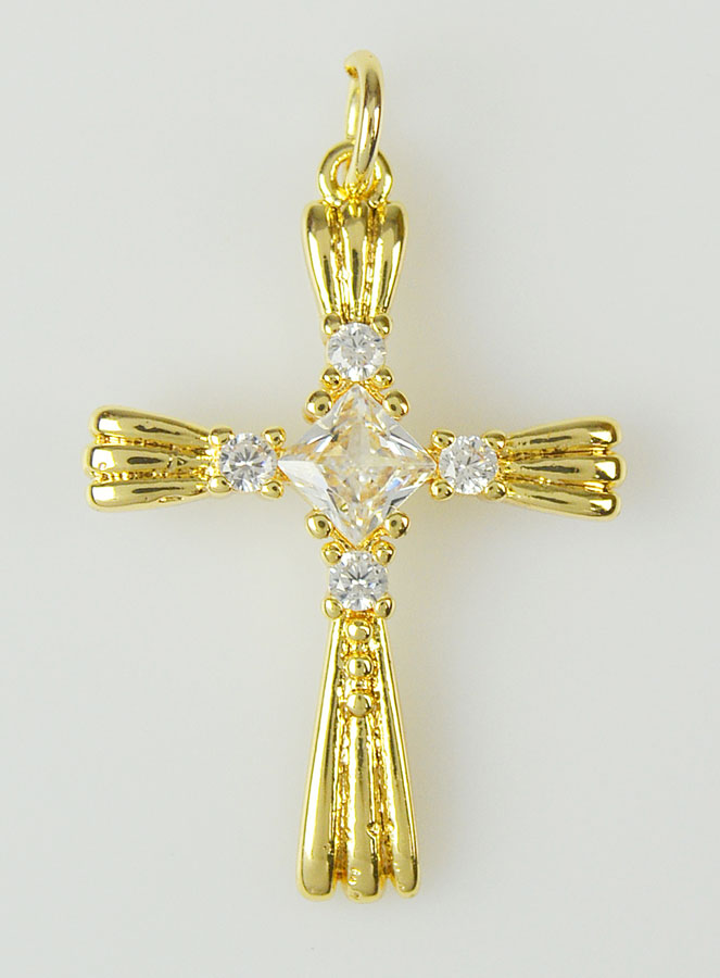 Pendentif Croix Zirconium - 24mm (pic 1)