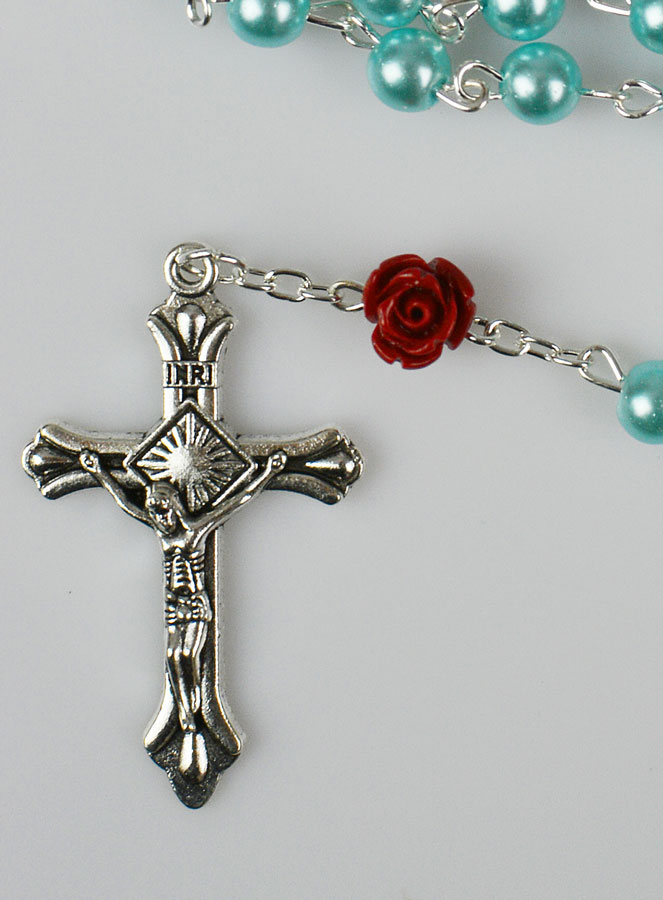 Chapelet Collier Mode en Perles Nacre Turquoise sur Chaîne (pic 3)