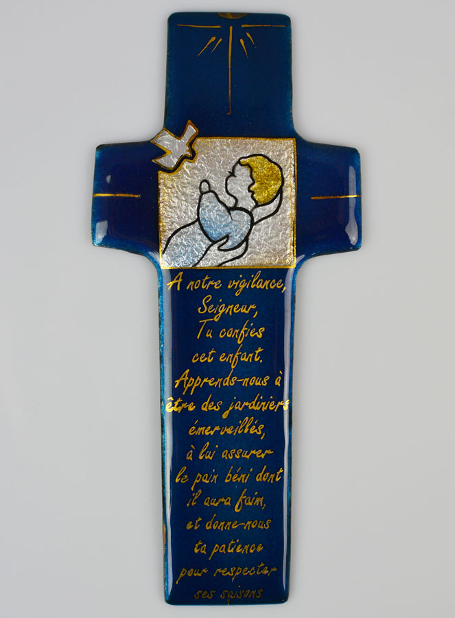 Croix de Baptême Garçon & Prière en Emaux du Liban (pic 1)