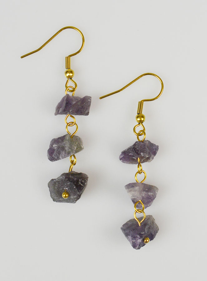 Boucles d'Oreilles Pendantes - Améthyste (pic 1)