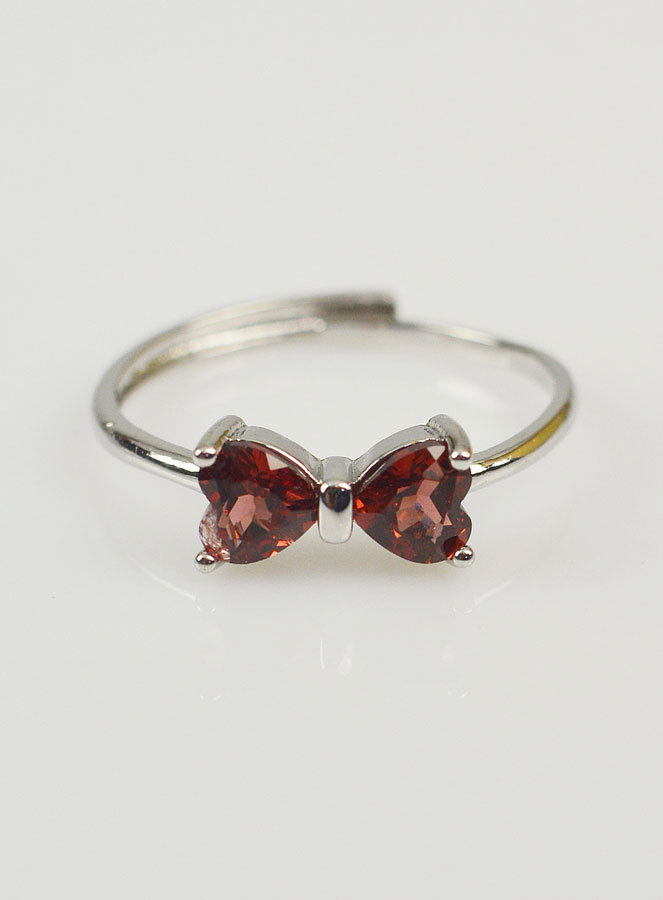 Bague Ajustable Noeud de Papillon - Grenat Naturel AAA (pic 1)