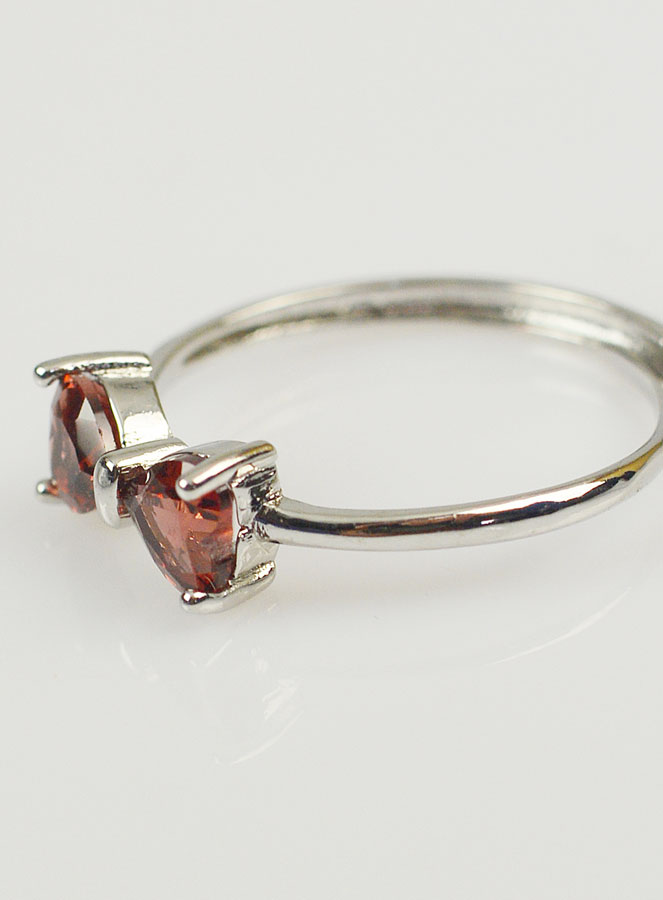Bague Ajustable Noeud de Papillon - Grenat Naturel AAA (pic 4)