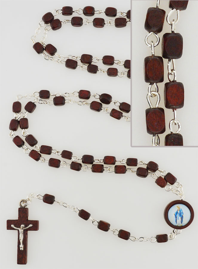 Chapelet en Bois Foncé - Vierge Miraculeuse (pic 1)